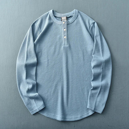 Nathan Men's Long Sleeve Henley Shirt - VibreMode