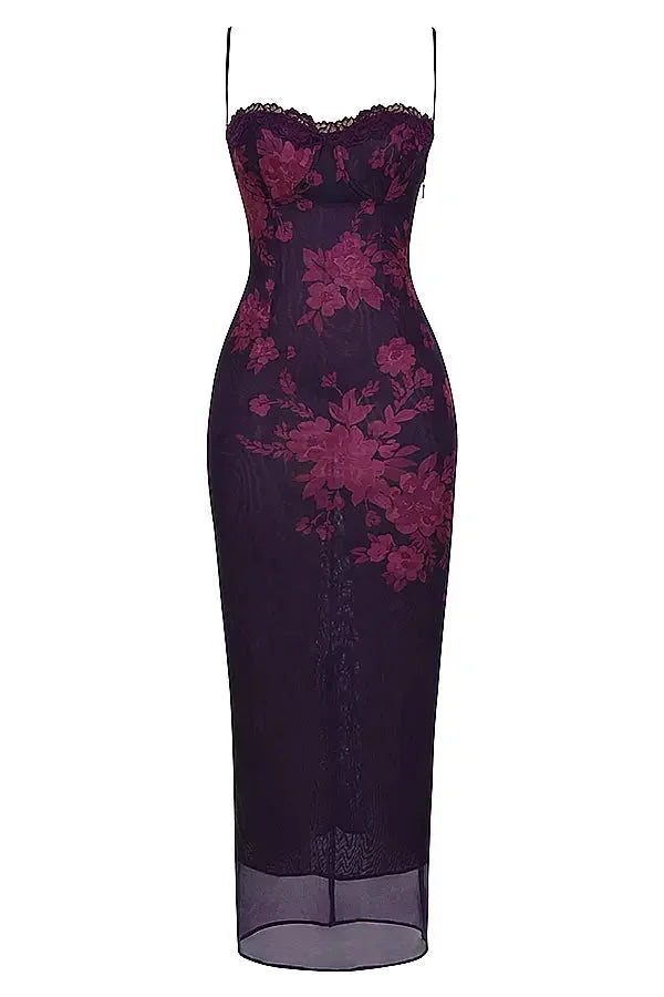 Women's Floral Maxi Dress Adjustable Strap