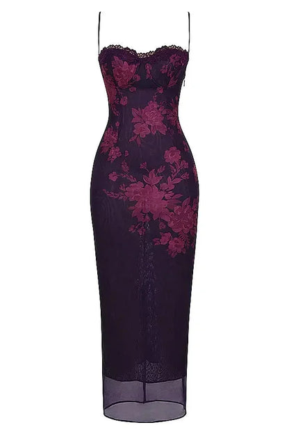 Women's Floral Maxi Dress Adjustable Strap