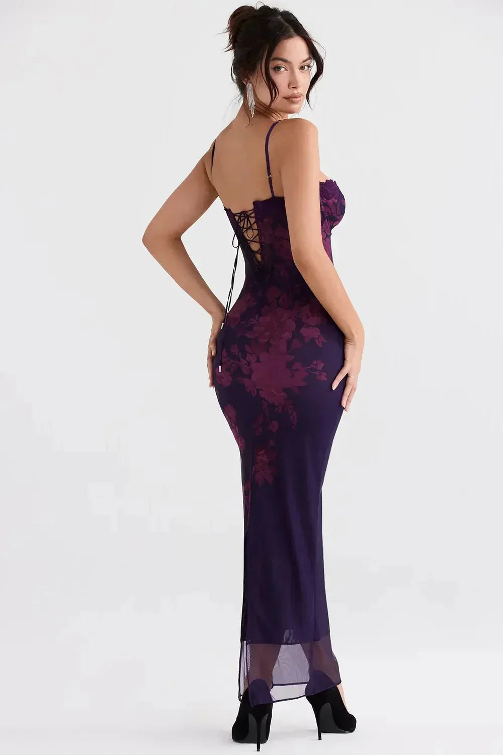 Women's Floral Maxi Dress Adjustable Strap