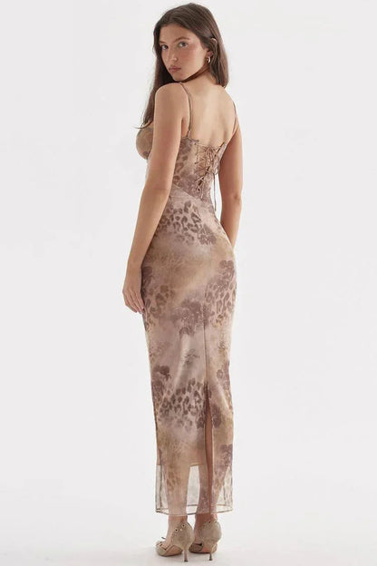 Women's Floral Maxi Dress Adjustable Strap