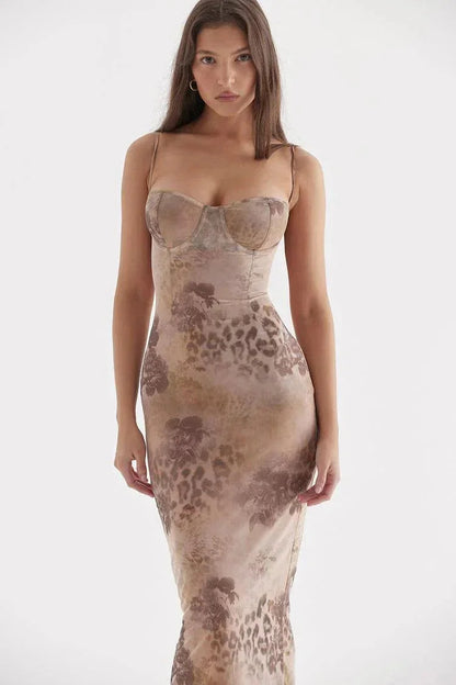 Women's Floral Maxi Dress Adjustable Strap