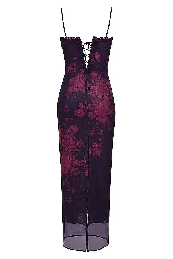Women's Floral Maxi Dress Adjustable Strap