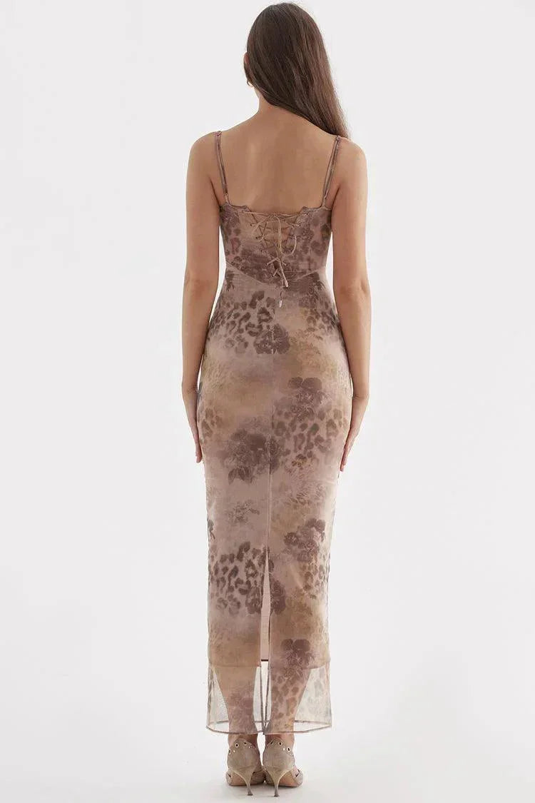 Women's Floral Maxi Dress Adjustable Strap