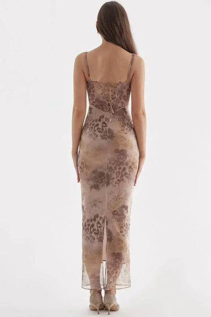 Women's Floral Maxi Dress Adjustable Strap