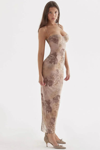 Women's Floral Maxi Dress Adjustable Strap