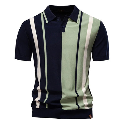 Varenna Men's Contrast Knit Polo Shirt
