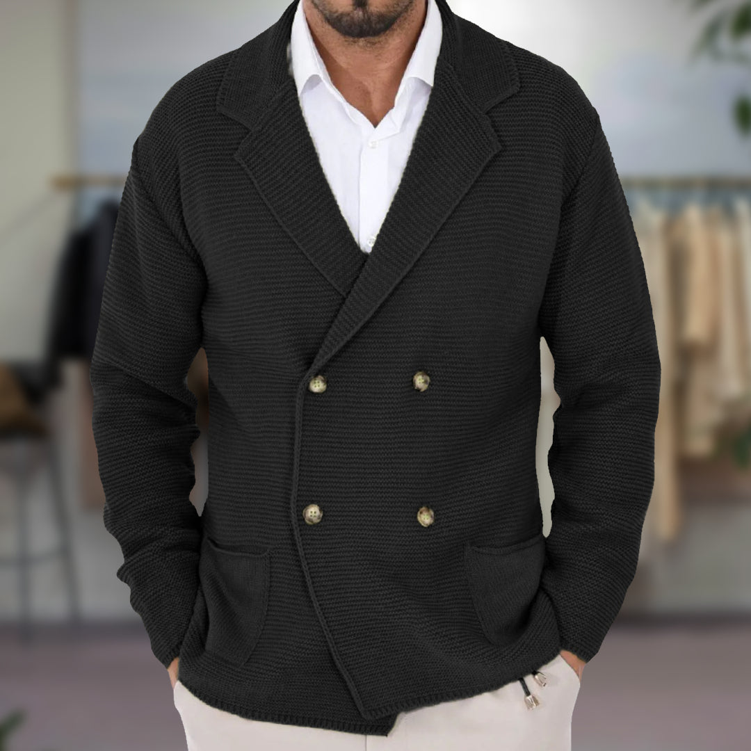 Men's Double-Breasted Knit Cardigan Blazer