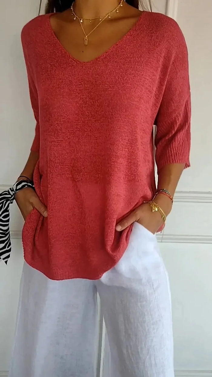 Women's Relaxed Fit Knit Sweater - VibreMode
