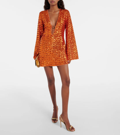 Nicole Women's V Neck Mini Dress - VibreMode