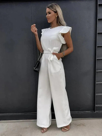 Noelle Women's Wide Leg Jumpsuit Tie Waist