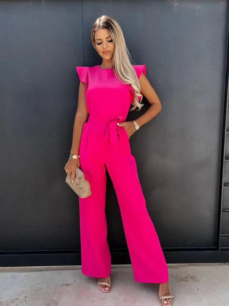 Noelle Women's Wide Leg Jumpsuit Tie Waist