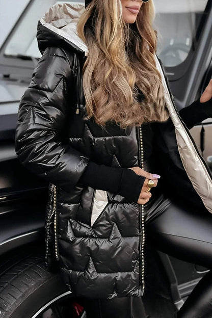 Women's Quilted Longline Zipper Jacket