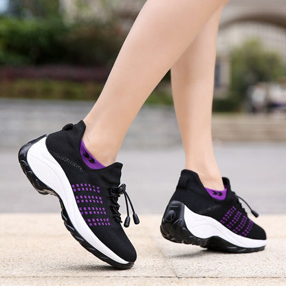 Non-Slip Healthcare Worker Ortho Stretch Cushion Shoes - Black Purple