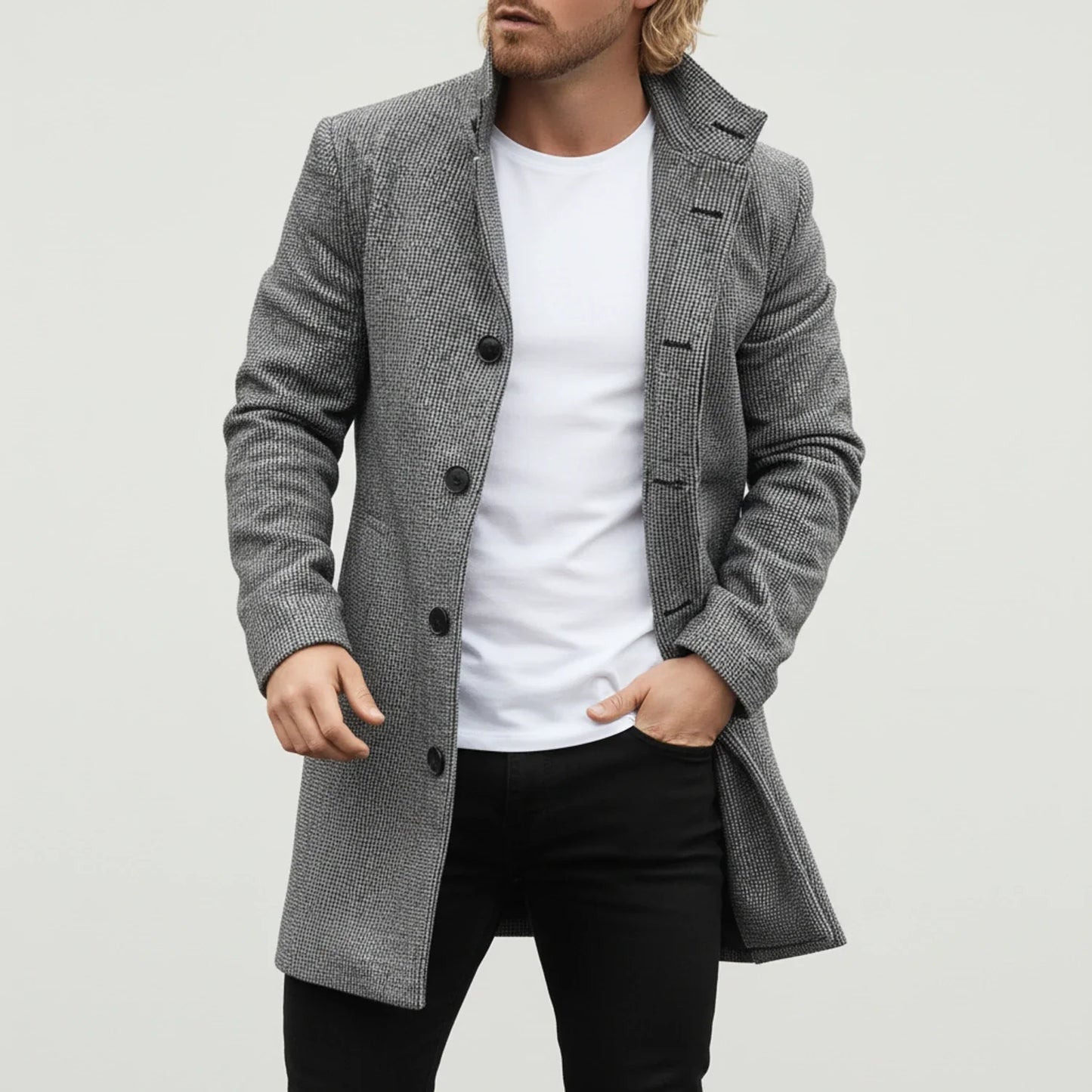 Men's Notch Lapel Wool Overcoat