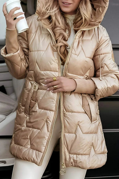 Women's Quilted Longline Zipper Jacket - VibreMode