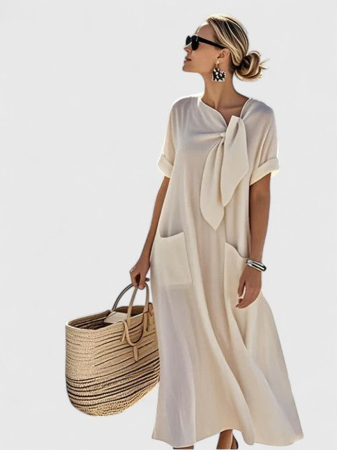 Relaxed Fit V Neck Midi Dress for Women