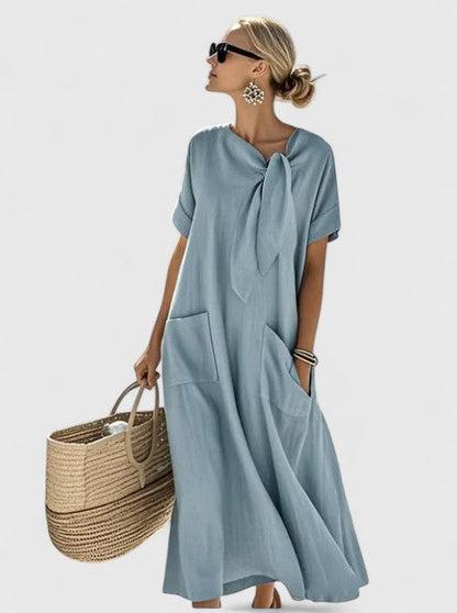 Relaxed Fit V Neck Midi Dress for Women