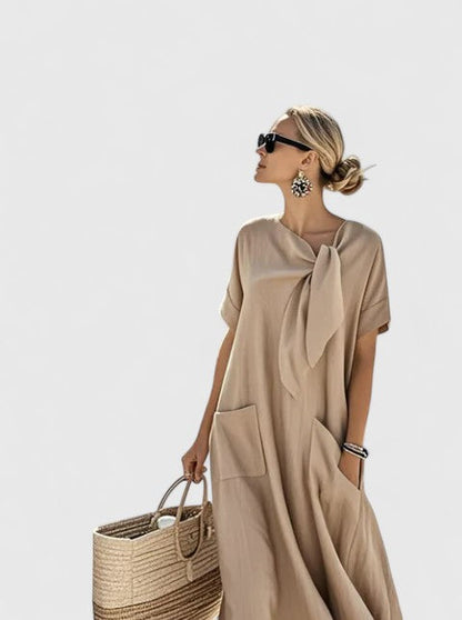 Relaxed Fit V Neck Midi Dress for Women