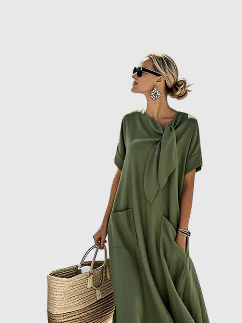 Relaxed Fit V Neck Midi Dress for Women