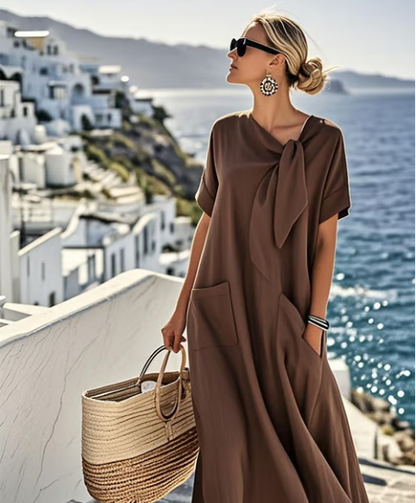 Women's A-Line Dress Oversized Tie Neck