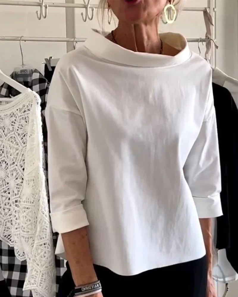 Relaxed Fit Women's Classic 3/4 Sleeve Blouse - VibreMode