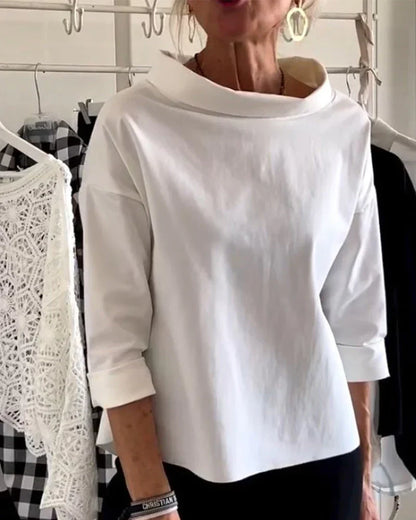 Relaxed Fit Women's Classic 3/4 Sleeve Blouse - VibreMode