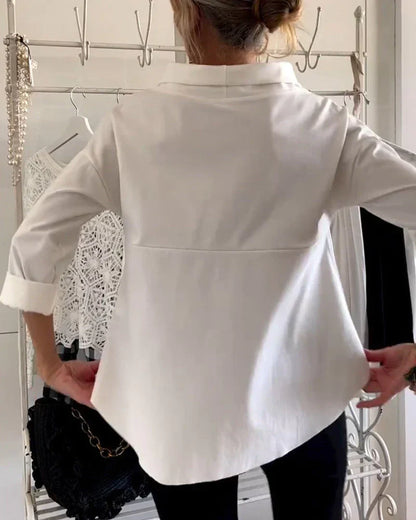 Relaxed Fit Women's Classic 3/4 Sleeve Blouse