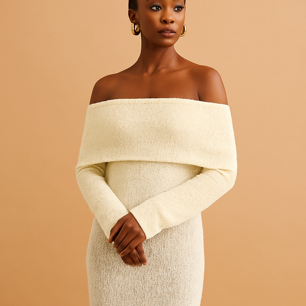 Women’s off shoulder summer dress in khaki, black, and white with a flattering fit, perfect for holidays, casual days, and summer events.