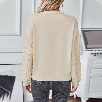 Image of Olive | Women's Cable Knit Long Sleeve Sweater