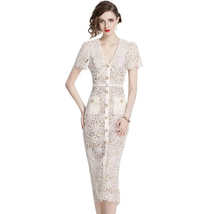 Women's Lace Midi Dress Olive - VibreMode