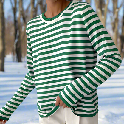 Women's Striped Cotton Long Sleeve T-Shirt