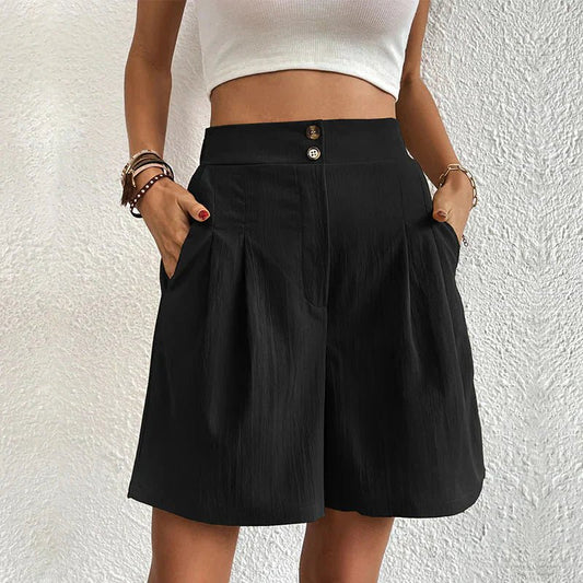Women's High Waisted Loose Fit Shorts with Pockets - VibreMode