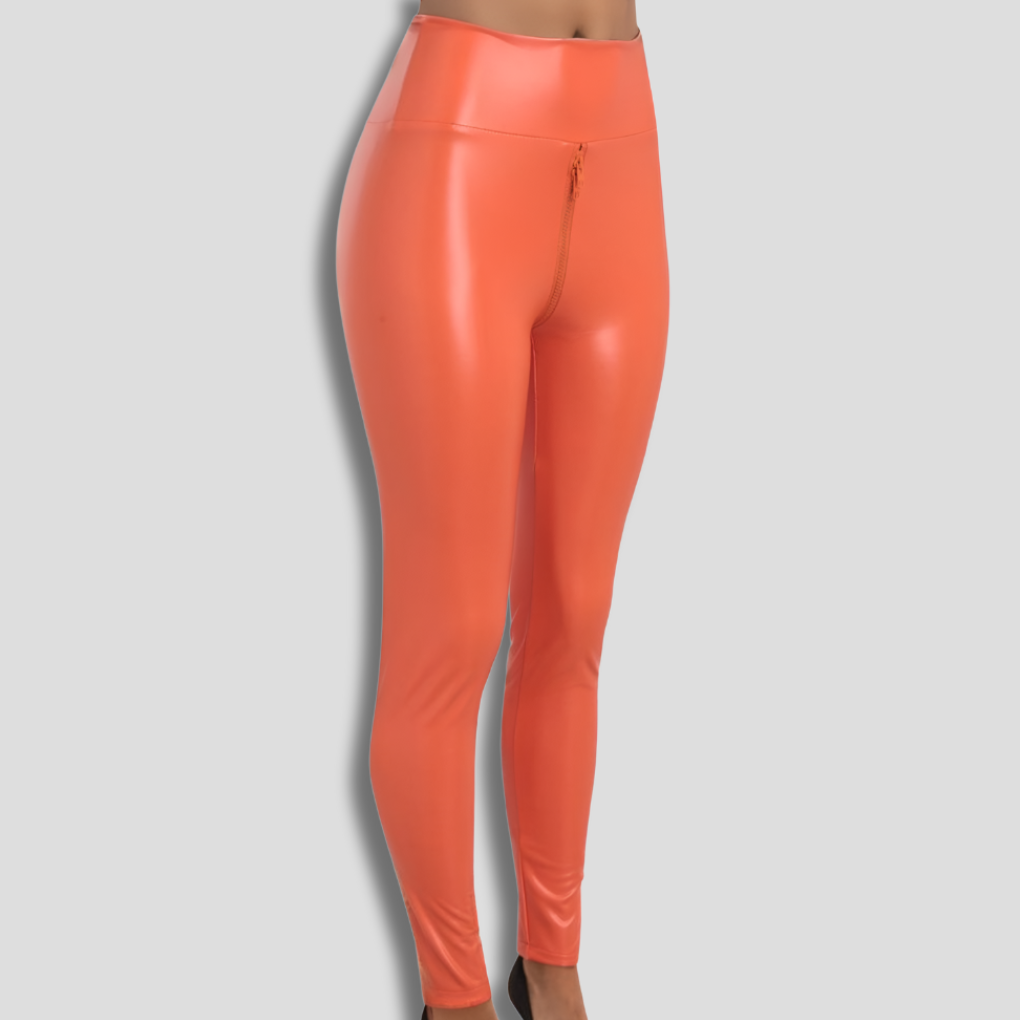 Women's Shiny Leggings with Zipper - VibreMode