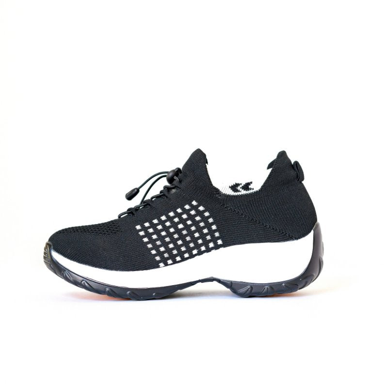 Comfortable Arch Support Sneakers - Black White - VibreMode