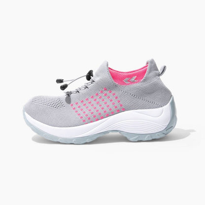 Comfortable Stretch Walking Shoes - Gray Pink - VibreMode