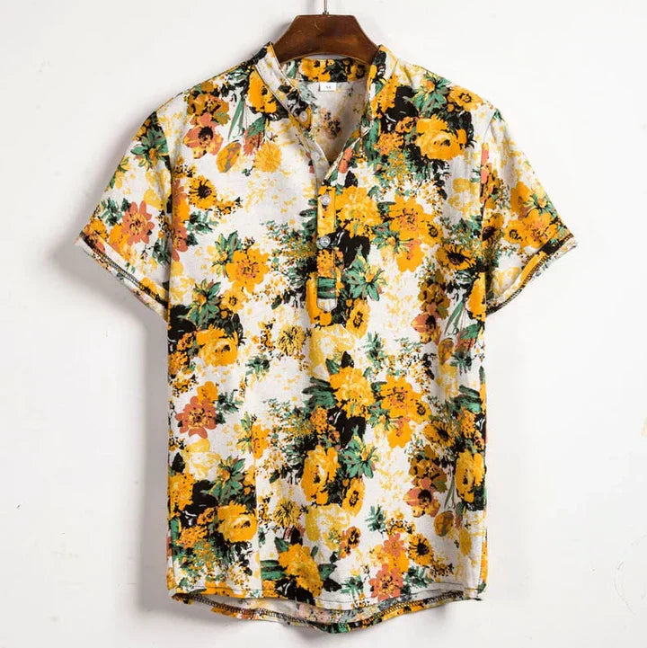 Image of Oscar | Men's Printed Henley Shirt