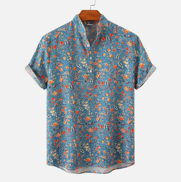 Image of Oscar | Men's Printed Henley Shirt