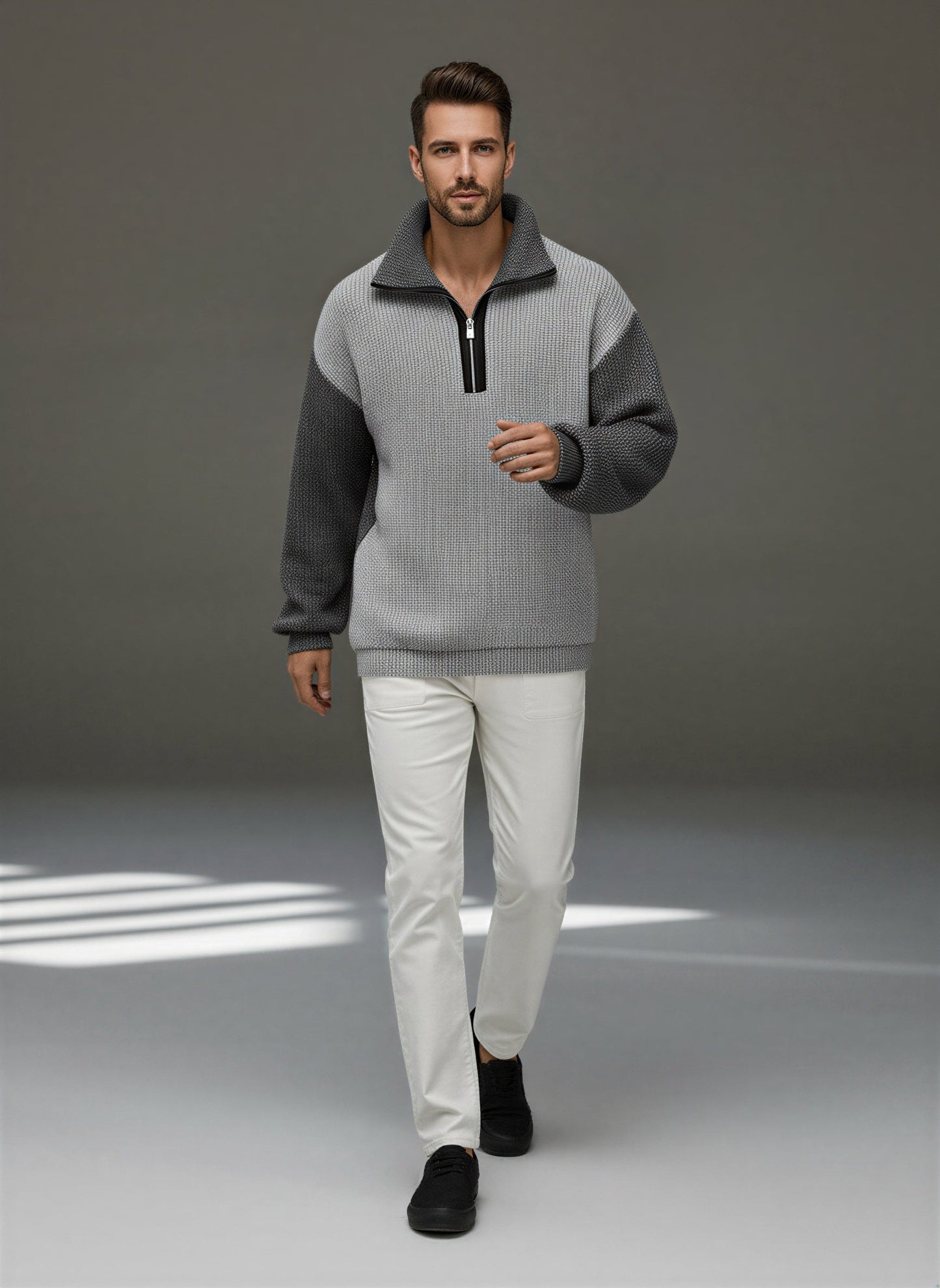 Image of Otis | Men's Half-Zip Color Block Sweater