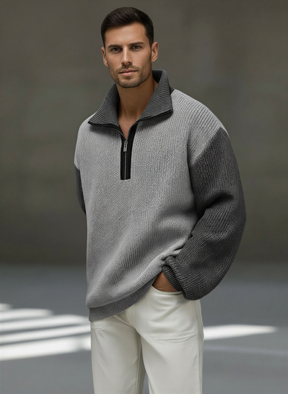 Men's Color Block Half-Zip Sweater - VibreMode