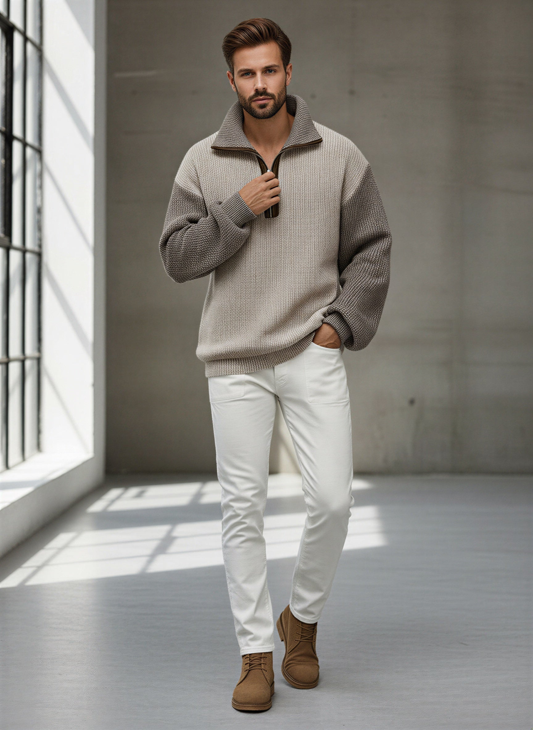 Image of Otis | Men's Half-Zip Color Block Sweater