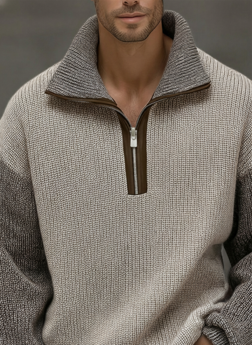Image of Otis | Men's Half-Zip Color Block Sweater