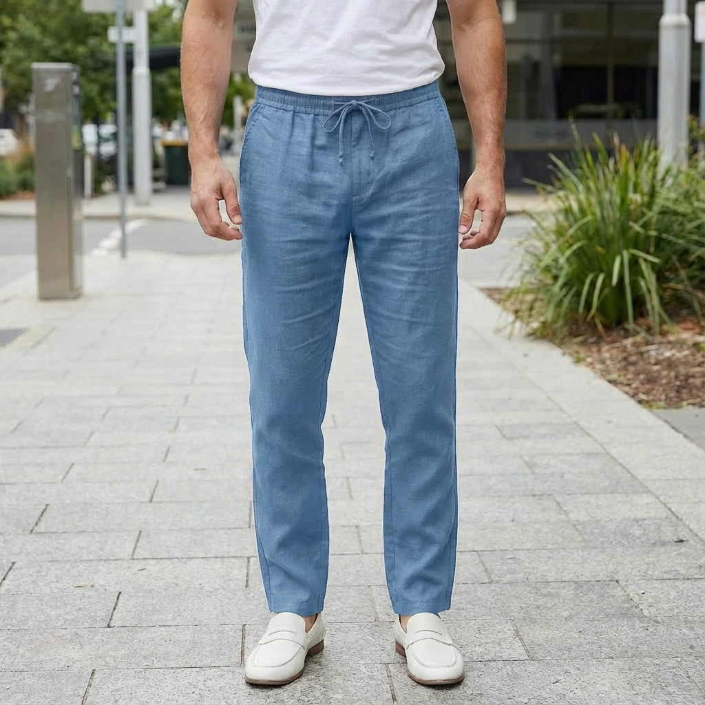 Men's Linen Trousers Lightweight Beige