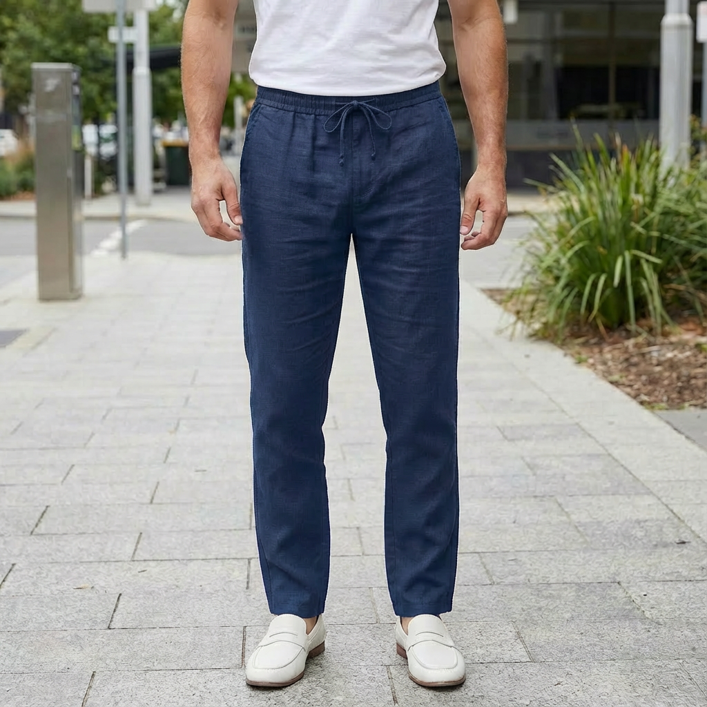 Men's Linen Trousers Lightweight Beige
