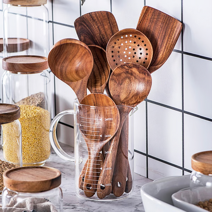 Natural Teak Wood Kitchen Utensils - VibreMode