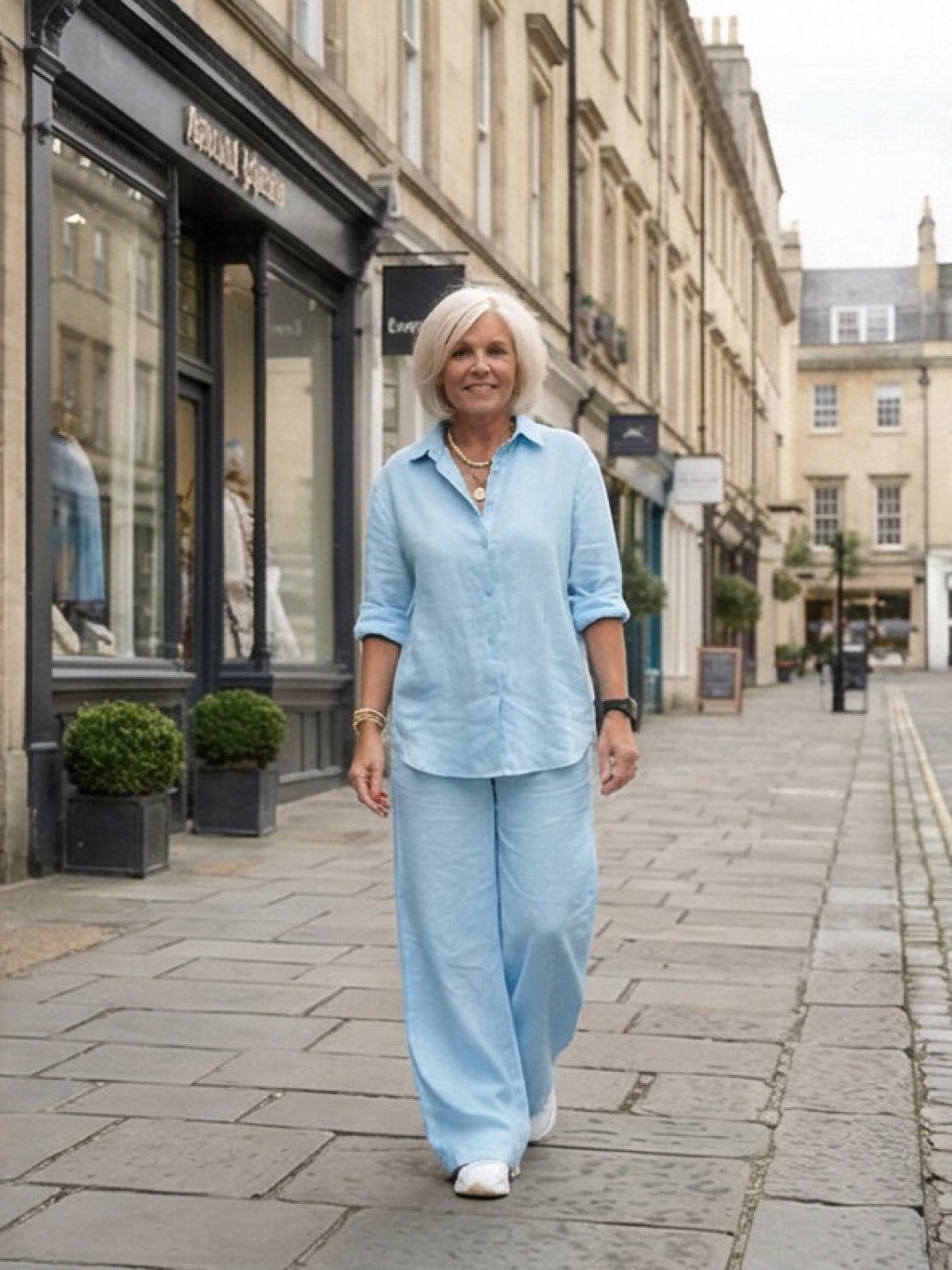 Vivian Women's Button-Down Shirt And Pants Set