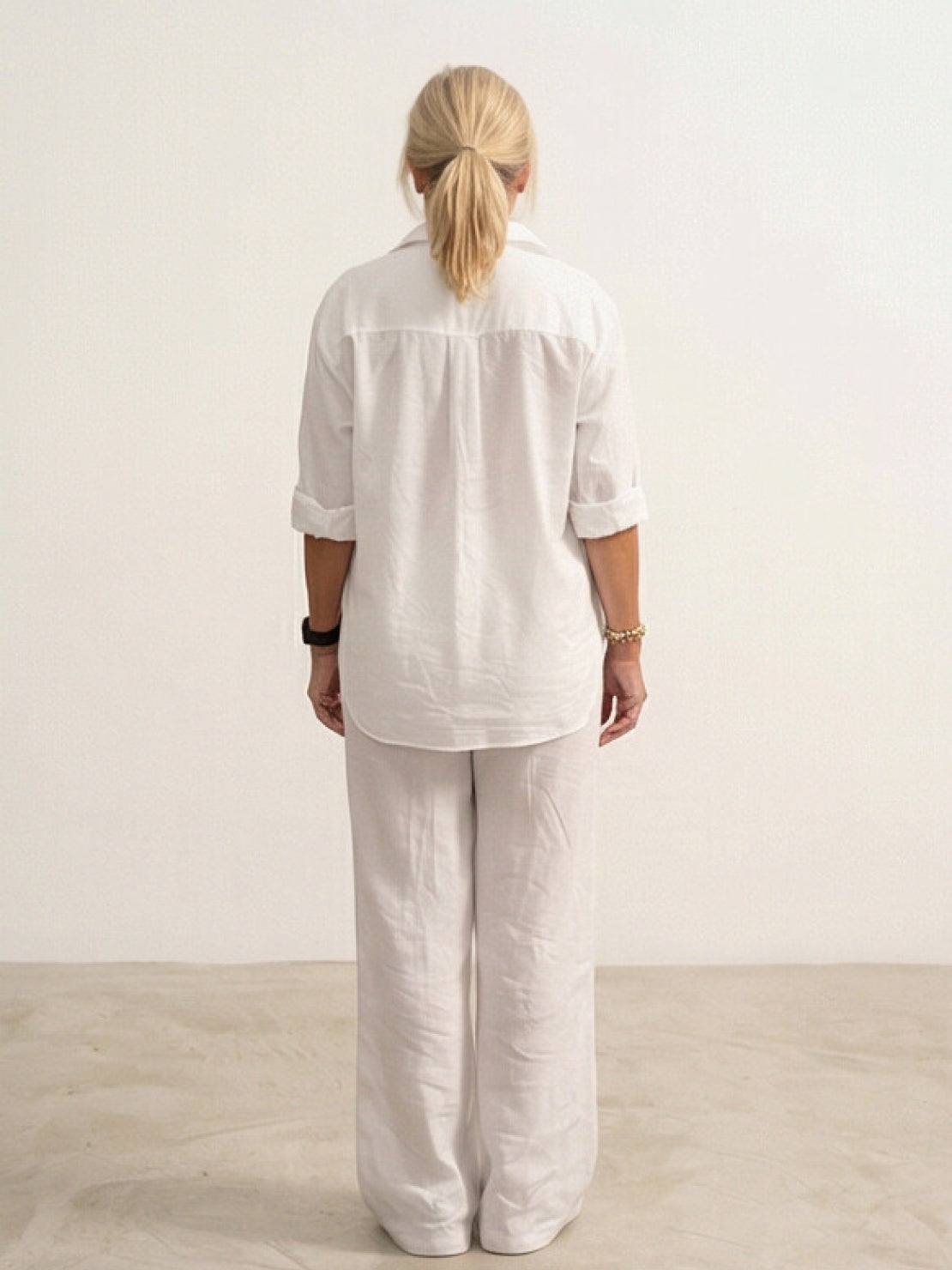 Relaxed Fit Women's Button-Down Shirt Pants Set