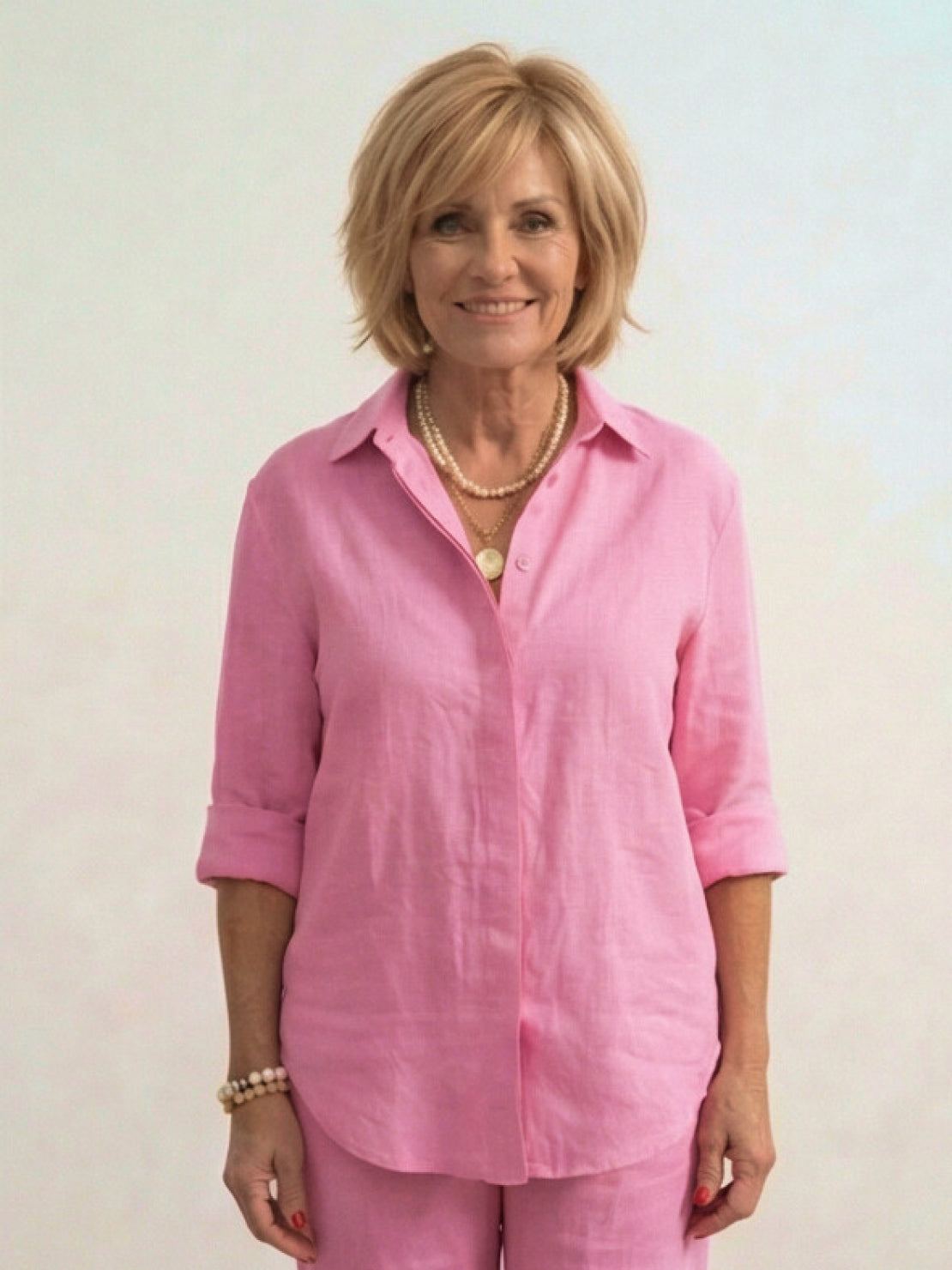 Relaxed Fit Women's Button-Down Shirt Pants Set