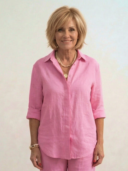 Relaxed Fit Women's Button-Down Shirt Pants Set