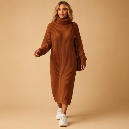 Cozy Long Sleeve Women's Sweater Dress - VibreMode